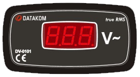 DATAKOM DV-0101 Voltmeter panel, 1 phase, 96x48mm,  isolated power supply