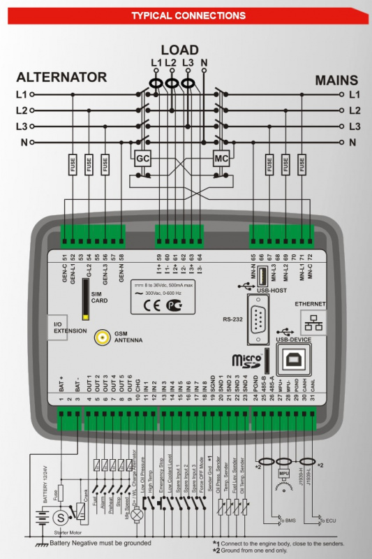 DATAKOM D-500-LITE Multifunctional Generator Controller with MPU + J1939 + RS485 + GSM Modem