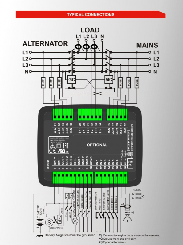 DATAKOM D-200-MK2 Multifunctional Generator Controller with J1939