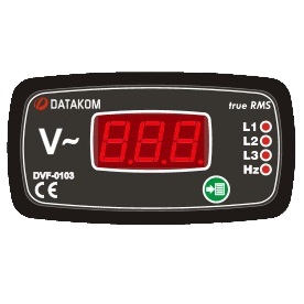 DATAKOM DVF-0103 Volt and frequency meter panel, 3 phase, 96x48mm