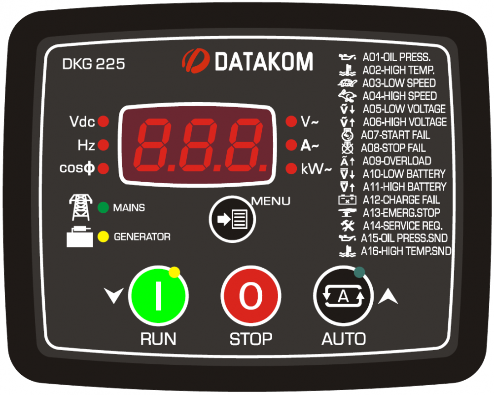 DATAKOM DKG-225 Automatic Mains Failure Controller with battery charger