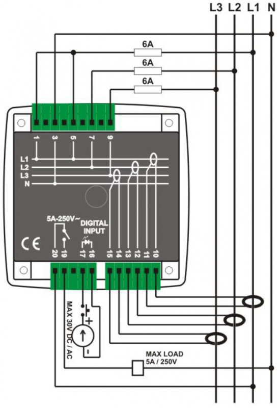 DATAKOM DKM 409 PRO AT Analyser, 96x96mm, 2.9" LCD, RS485, USB/Device