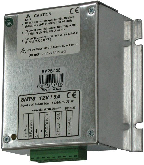 DATAKOM SMPS-125 Generator start battery charger / stabilized power supply (12V/5A)