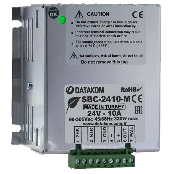DATAKOM SBC-2410-M 24V, 10A, 4 Stage, 90-305 Vac Battery Charger