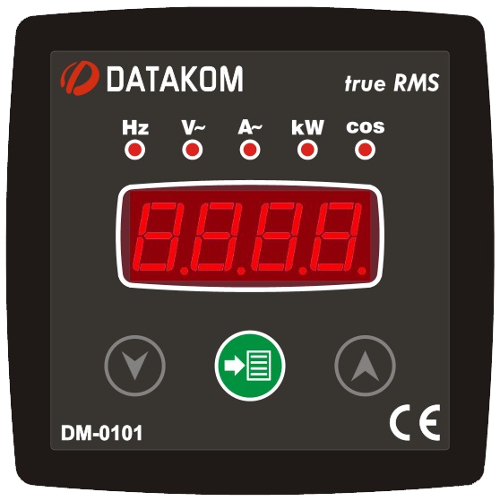 DATAKOM DM-0101 Multimeter panel, 1 phase, 72x72mm