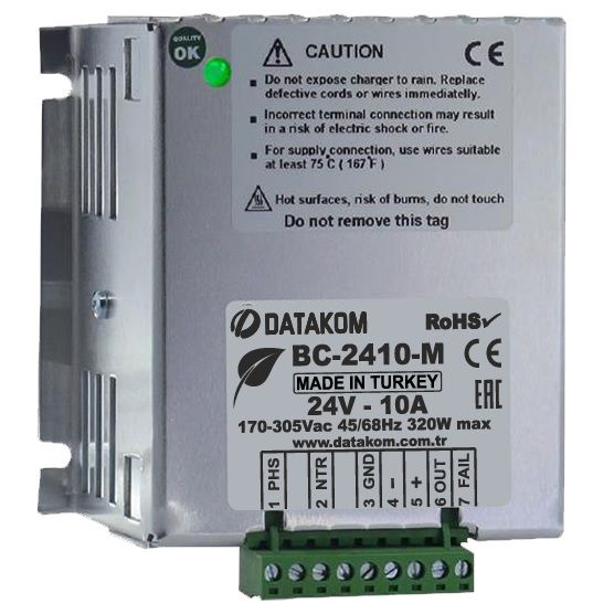 DATAKOM BC-2410-M 24 Volts 10 Amperes 170-305 Vac Battery Charger