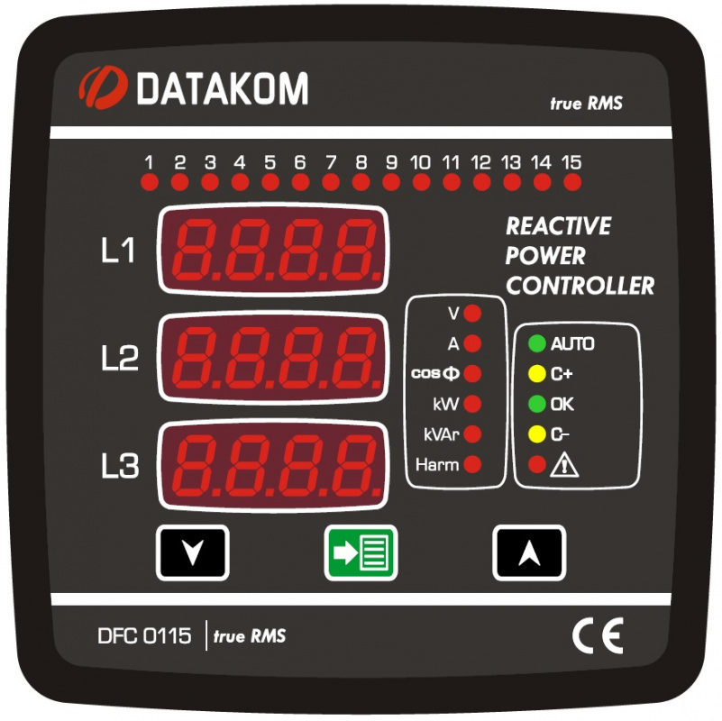 DATAKOM DFC-0115 power factor controller (12 steps), 144x144mm 