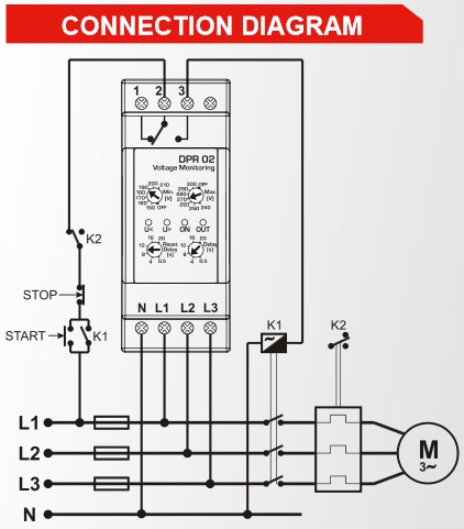 DATAKOM DPR-02 Voltage Protection Controller, L-N, UV/OV