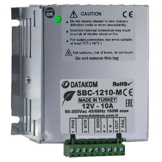 DATAKOM SBC-1210-M 12V, 10A 4 Stage 90-305 Vac Battery Charger