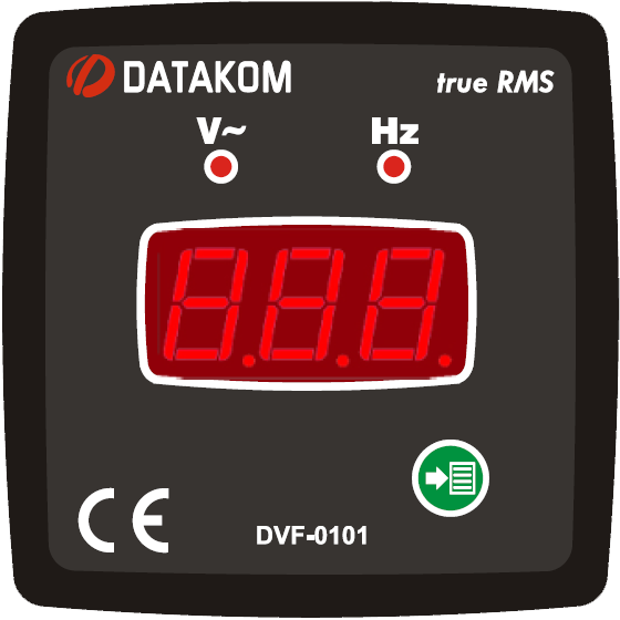DATAKOM DVF-0101 Volt and frequency meter panel, 1 phase, 72x72mm