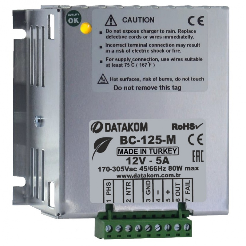 DATAKOM BC-125-M (12V/5A) Generator Battery Charger/ Stabilized power supply