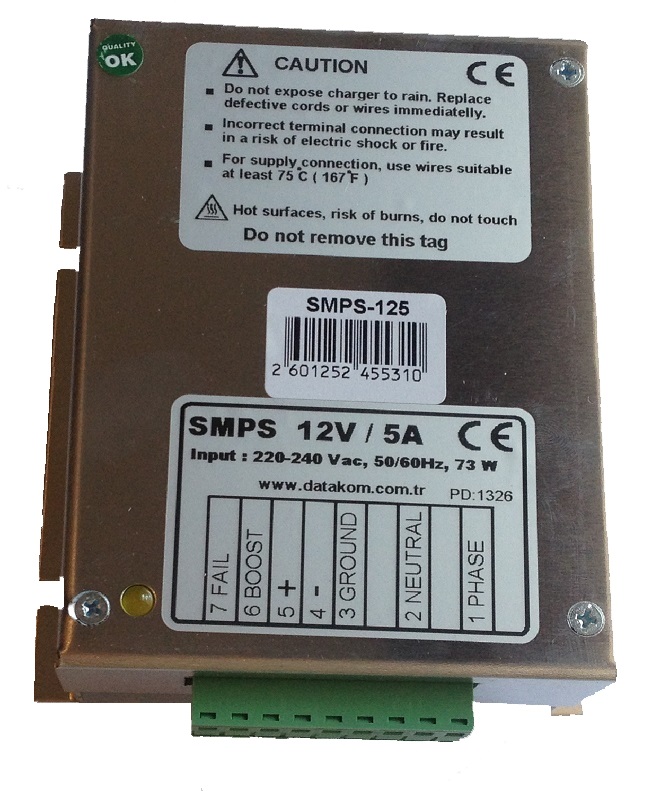 DATAKOM SMPS-125 Generator start battery charger / stabilized power supply (12V/5A)