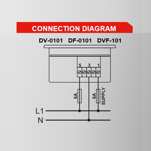 DATAKOM DVF-0101 Volt and frequency meter panel, 1 phase, 72x72mm