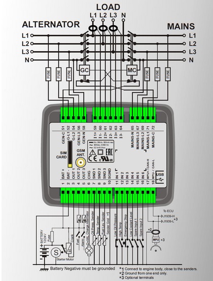 DATAKOM D-200 Muttifunctional Generator Controller with J1939