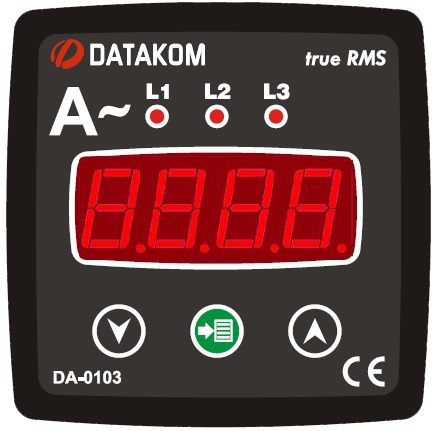 DATAKOM DA-0103 Ammeter panel, 3 phase, 72x72mm