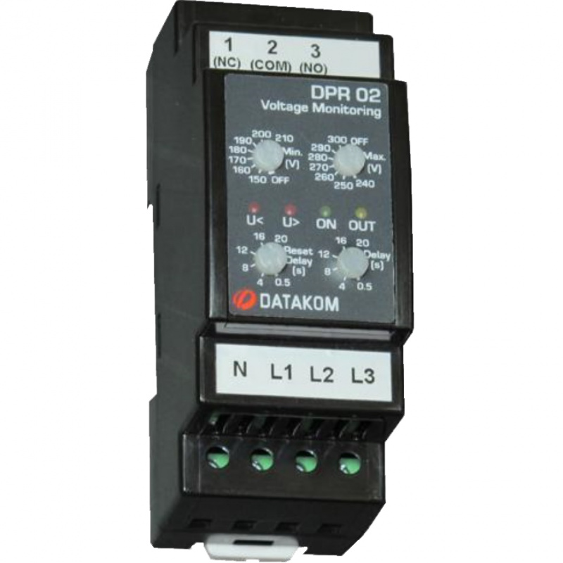 DATAKOM DPR-02 Voltage Protection Controller, L-N, UV/OV